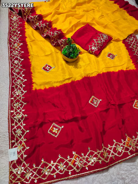 Buy New Premium Festive Saree with Traditional Gotapatti Work KcPc