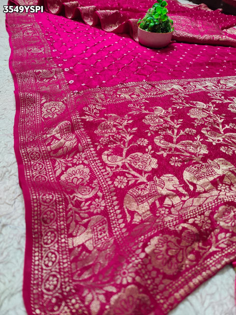 Buy New Elegant Bandhani Saree With Festive Wear KcPc