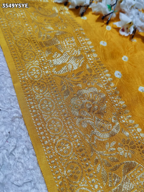 KcPc New  Munga Silk Bandhani Style Saree with Blouse – Festive Collection  RB