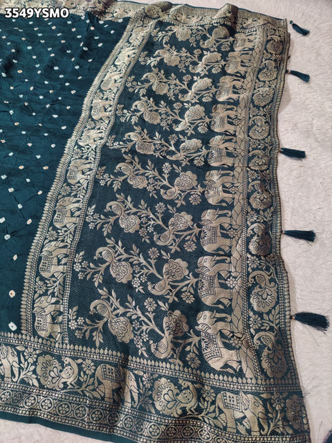 KcPc New Premium Munga Silk Bandhani Style Saree for Festive Wear  RB