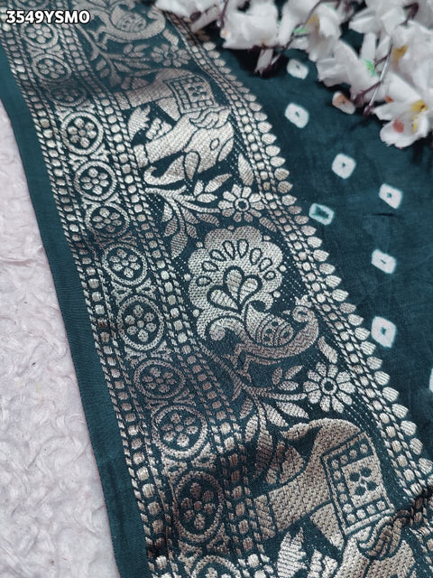 KcPc New Premium Munga Silk Bandhani Style Saree for Festive Wear  RB