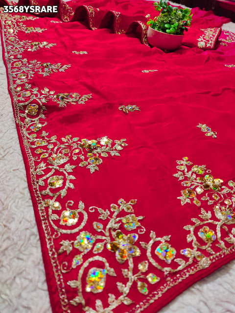 KcPc New Premium HO Silk Designer Saree with Embroidery Work  PF