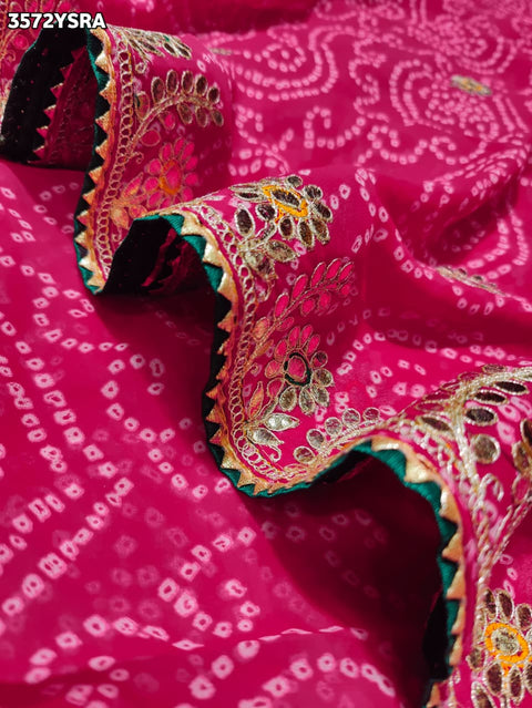 KcPc New  Designer Georgette Bandhani Saree with Gota Patti Work  SARIKA