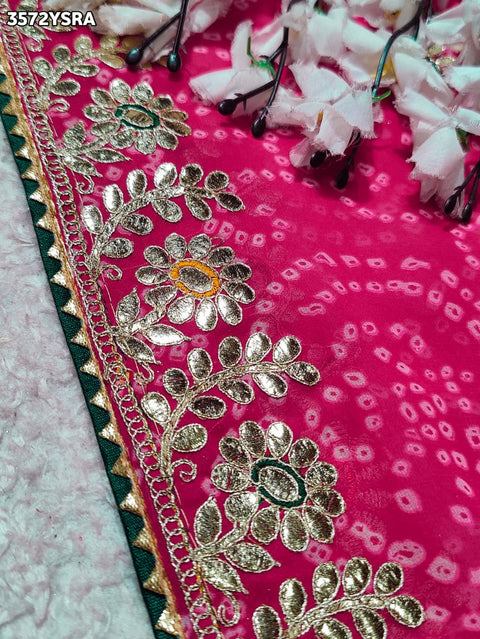 KcPc New  Designer Georgette Bandhani Saree with Gota Patti Work  SARIKA