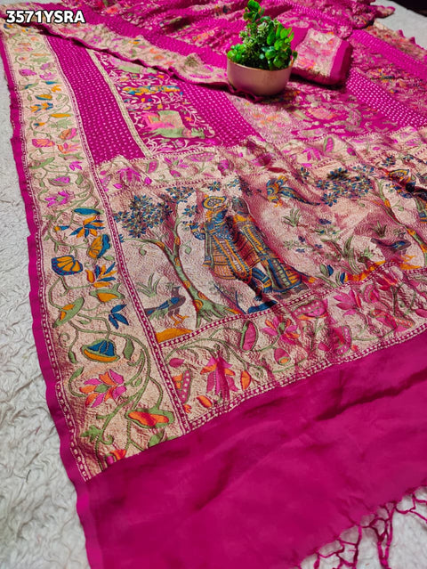 KcPc New Traditional Kaddi Georgette Kalamkari Print Saree for Festive Wear   ASIF