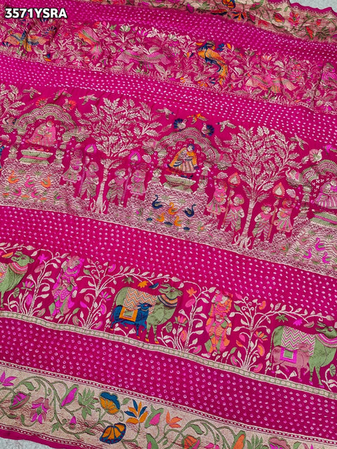 KcPc New Traditional Kaddi Georgette Kalamkari Print Saree for Festive Wear   ASIF