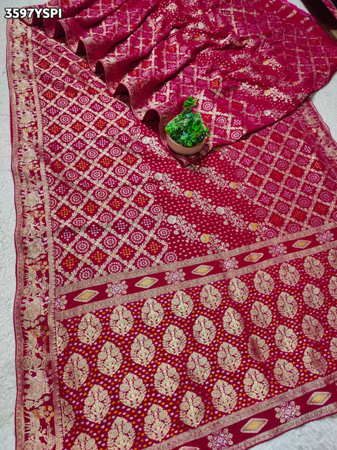 KcPc New Premium Khaddi Georgette  Banarasi Weave Saree  VK