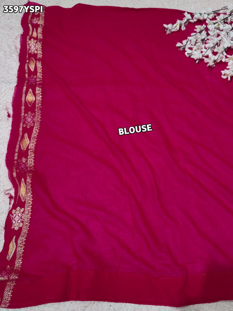 KcPc New Premium Khaddi Georgette  Banarasi Weave Saree  VK