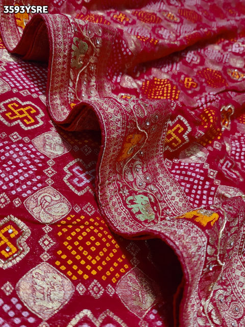 KcPc New Traditional Bandhani Pattern Georgette Party & Festive Saree  VK