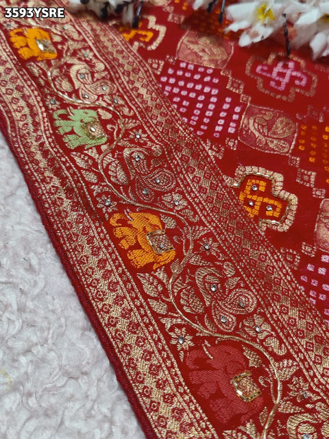 KcPc New Traditional Bandhani Pattern Georgette Party & Festive Saree  VK