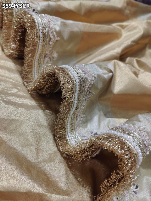 KcPc New Elegant Tissue Silk Traditional Saree with Beads Work  VK