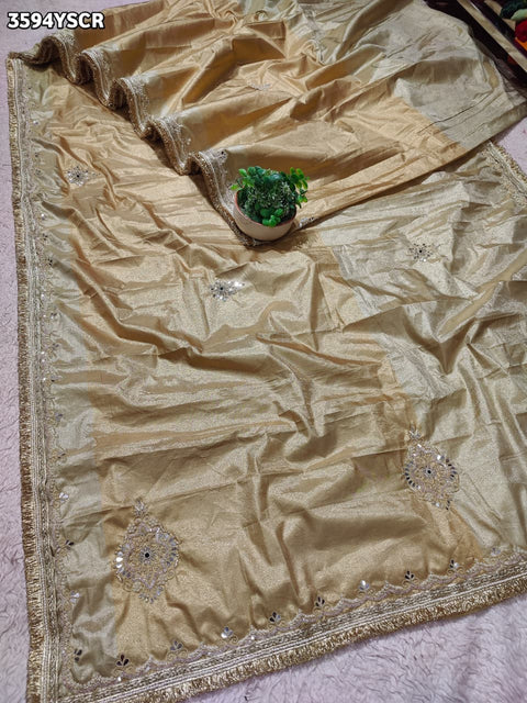 KcPc New Elegant Tissue Silk Traditional Saree with Beads Work  VK