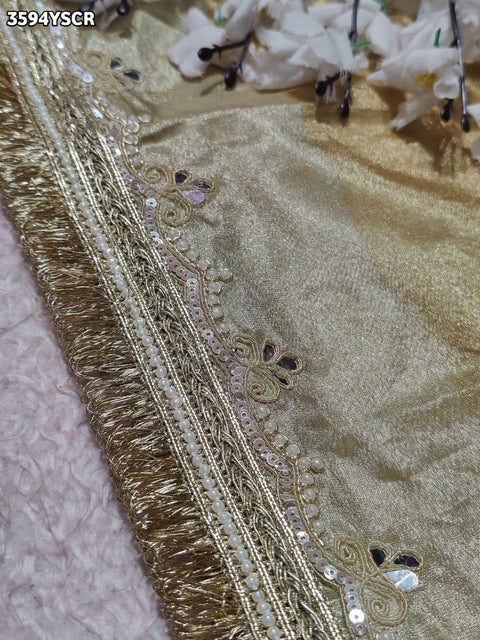 KcPc New Elegant Tissue Silk Traditional Saree with Beads Work  VK