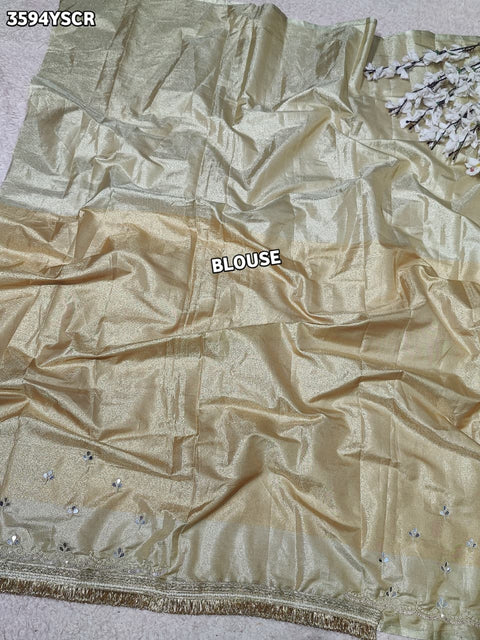 KcPc New Elegant Tissue Silk Traditional Saree with Beads Work  VK