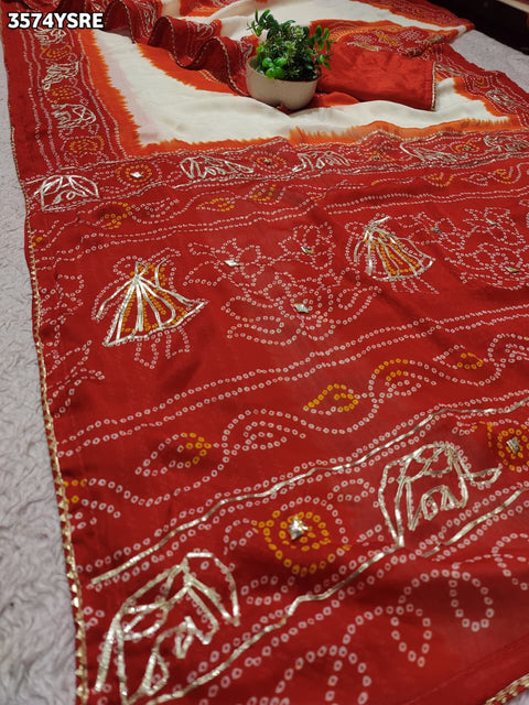 KcPc New Elegant Georgette Faag Style Saree with Gotapatti Work  PDM