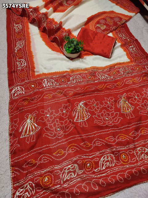 KcPc New Elegant Georgette Faag Style Saree with Gotapatti Work  PDM