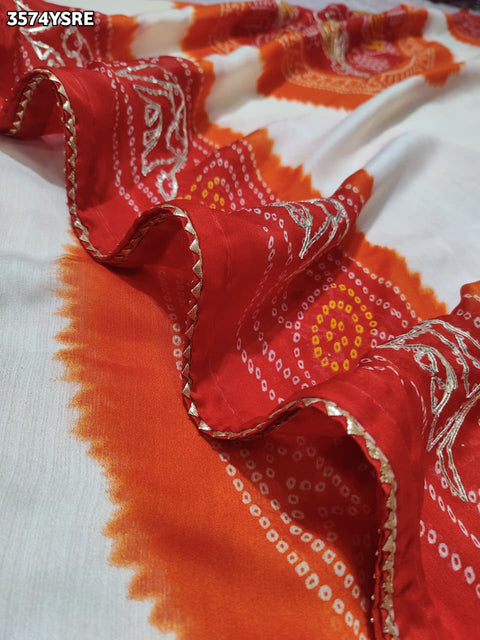 KcPc New Elegant Georgette Faag Style Saree with Gotapatti Work  PDM