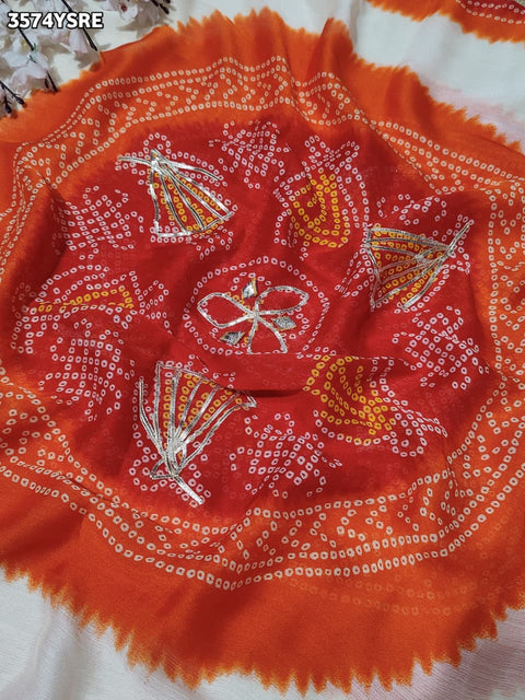 KcPc New Elegant Georgette Faag Style Saree with Gotapatti Work  PDM