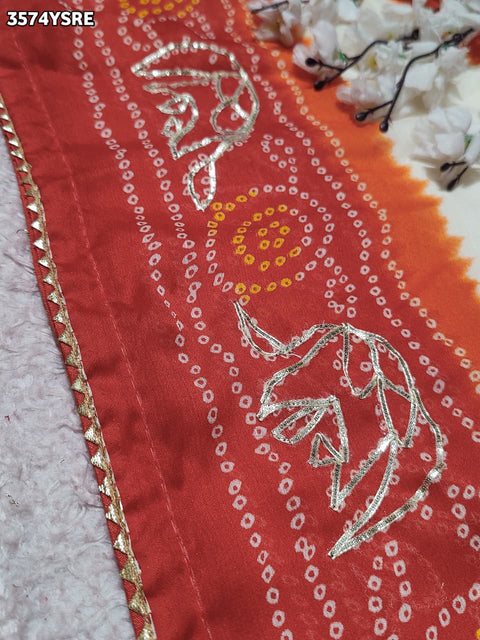 KcPc New Elegant Georgette Faag Style Saree with Gotapatti Work  PDM