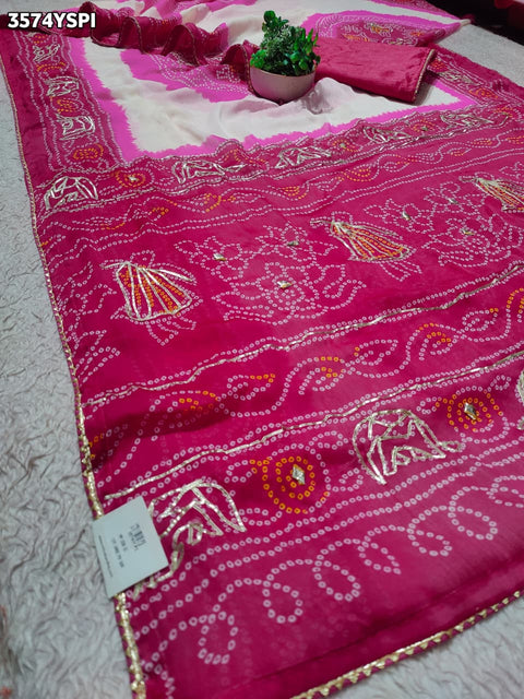 KcPc New Premium Georgette Saree with Beautiful Gotapatti Detailing  PDM