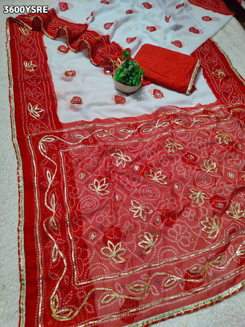 KcPc New Festive Special Georgette Faag Style Saree with Gotapatti Work   PDM