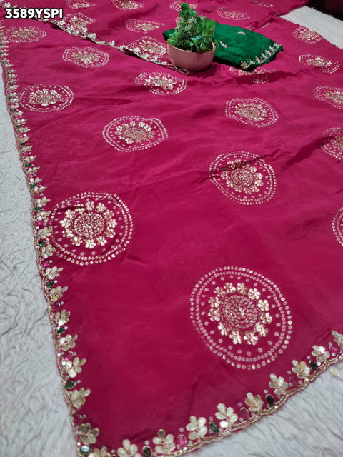 KcPc New Elegant Georgette Traditional Saree with Cutdana Work  VK