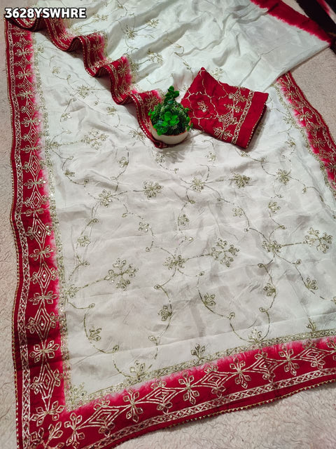 Buy New Festive Faag Style Saree With Gotapatti Work KcPc