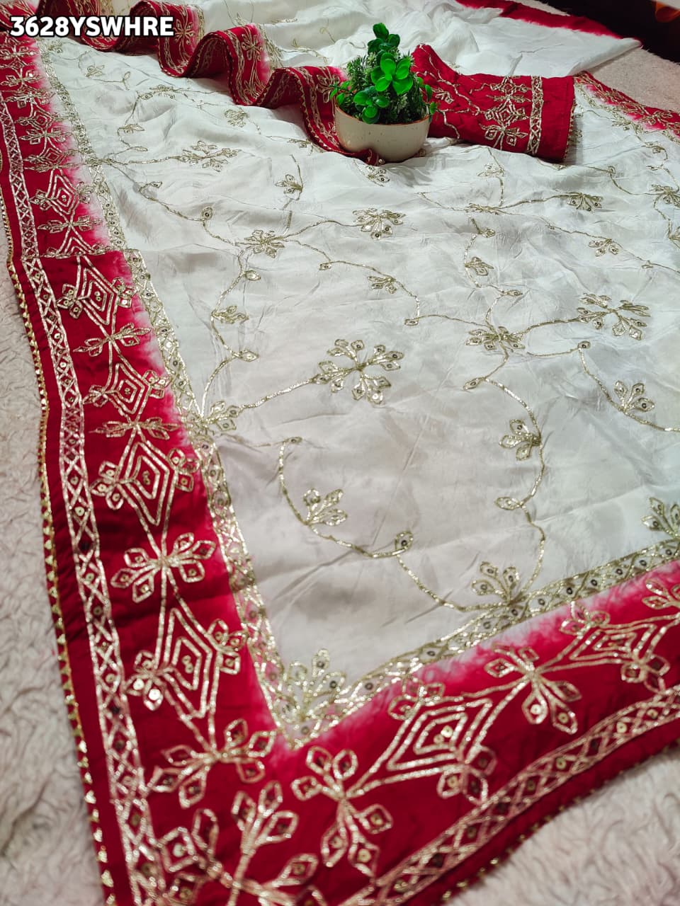 Buy New Festive Faag Style Saree With Gotapatti Work KcPc