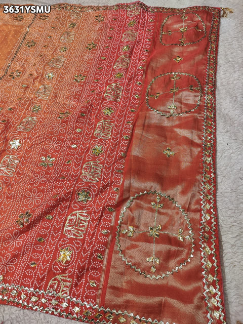 Buy New Festive Russian Silk Fancy Saree with Gotapatti Work KcPc