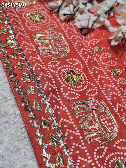 Buy New Festive Russian Silk Fancy Saree with Gotapatti Work KcPc