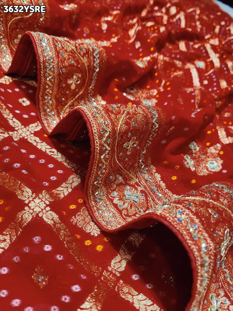  New Premium Georgette Saree in Bandhani Style with Cutdana Work