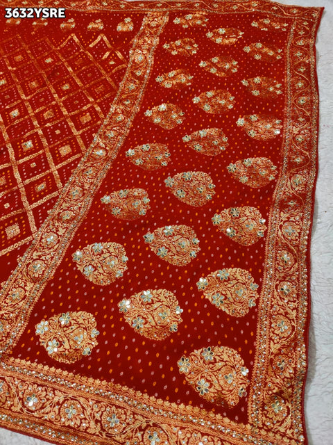  New Premium Georgette Saree in Bandhani Style with Cutdana Work