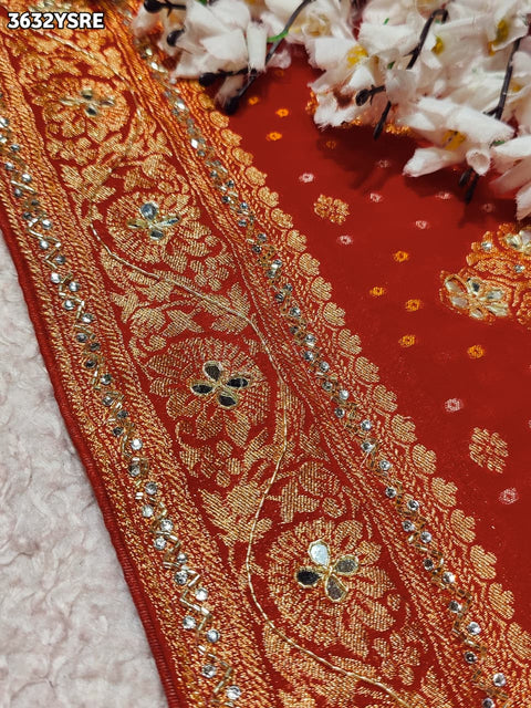  New Premium Georgette Saree in Bandhani Style with Cutdana Work