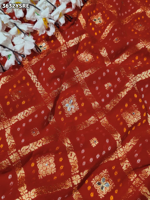  New Premium Georgette Saree in Bandhani Style with Cutdana Work