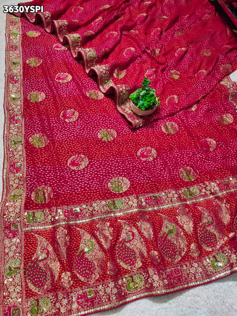 Buy New Festive Bandhani Saree with Cutdana Work KcPc