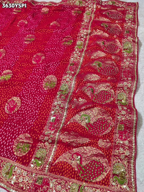 Buy New Festive Bandhani Saree with Cutdana Work KcPc