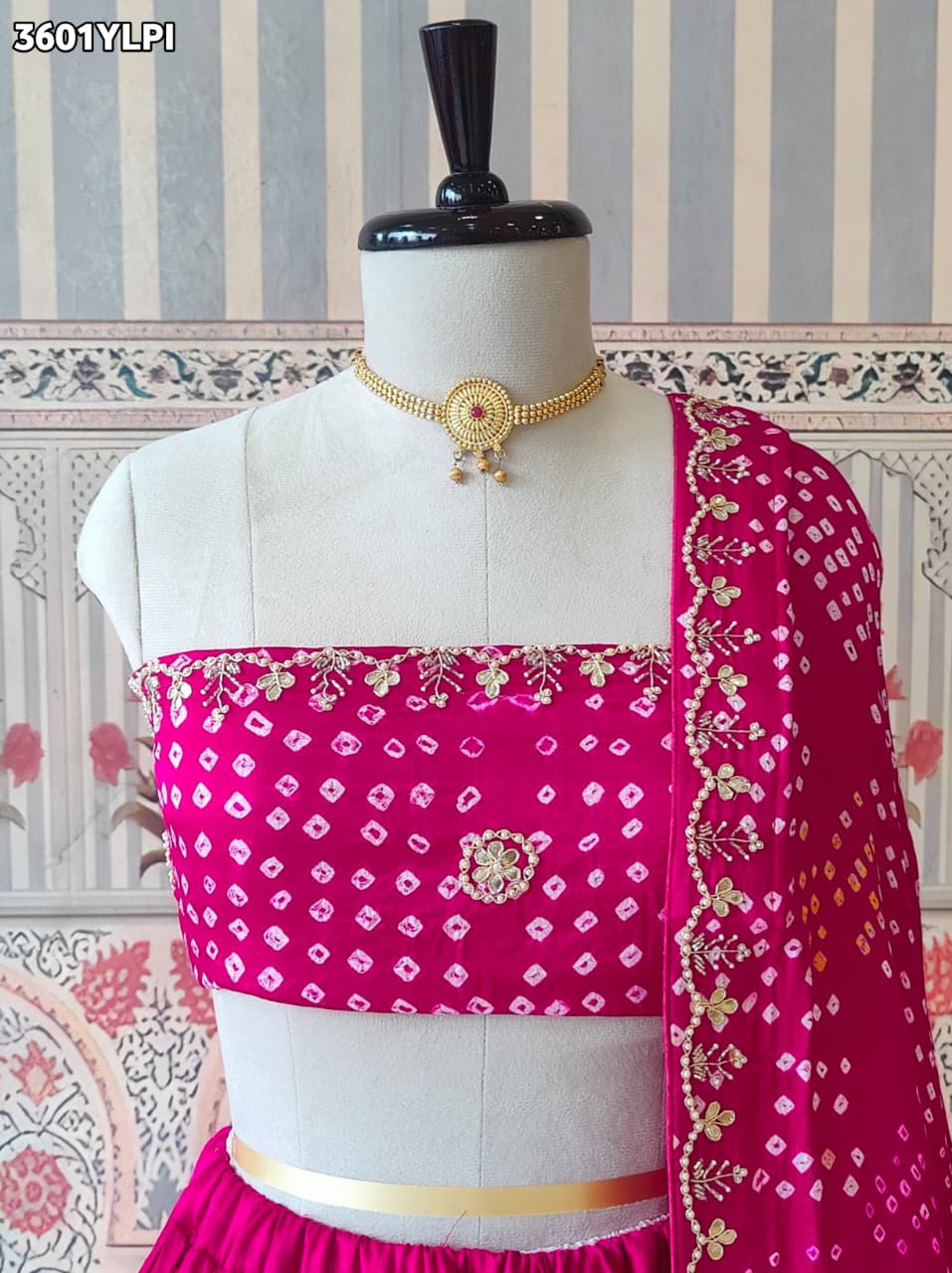 Buy New Bandhani Style Lehenga with GotaPatti Work KcPc
