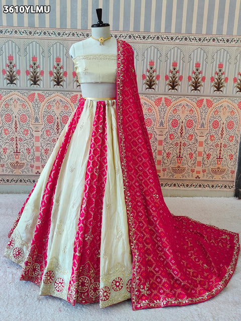 Buy New Bandhani Style Lehenga With GotaPatti Work KcPc