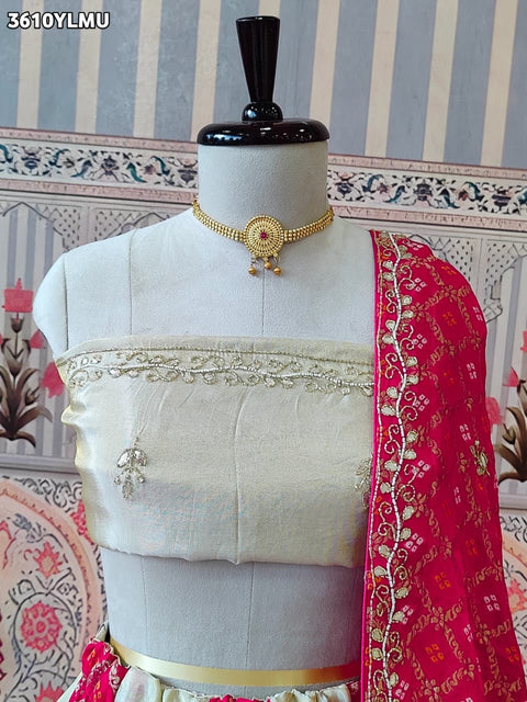 Buy New Bandhani Style Lehenga With GotaPatti Work KcPc