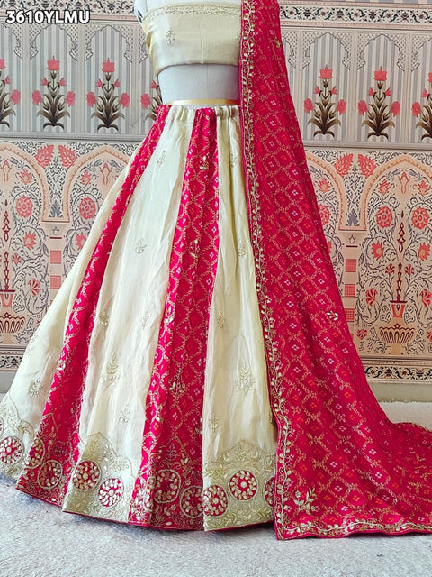 Buy New Bandhani Style Lehenga With GotaPatti Work KcPc