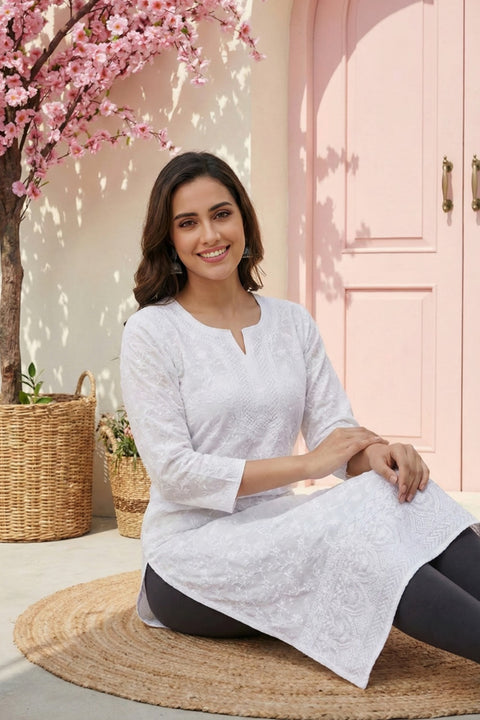 KcPc New Designer Chikankari Embroidered Party Wear Kurti