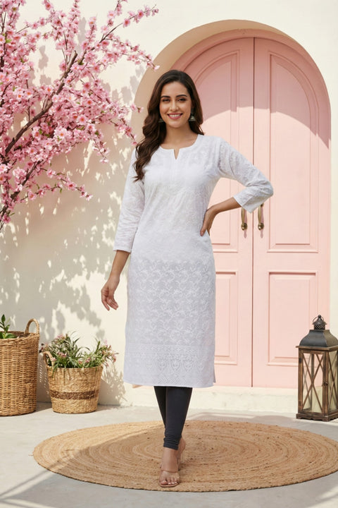 KcPc New Designer Chikankari Embroidered Party Wear Kurti