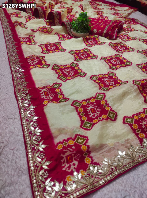 KcPc New Premium HO Silk Patola Style Saree with Zardosi Gota Patti Work – Festive Special  AMT