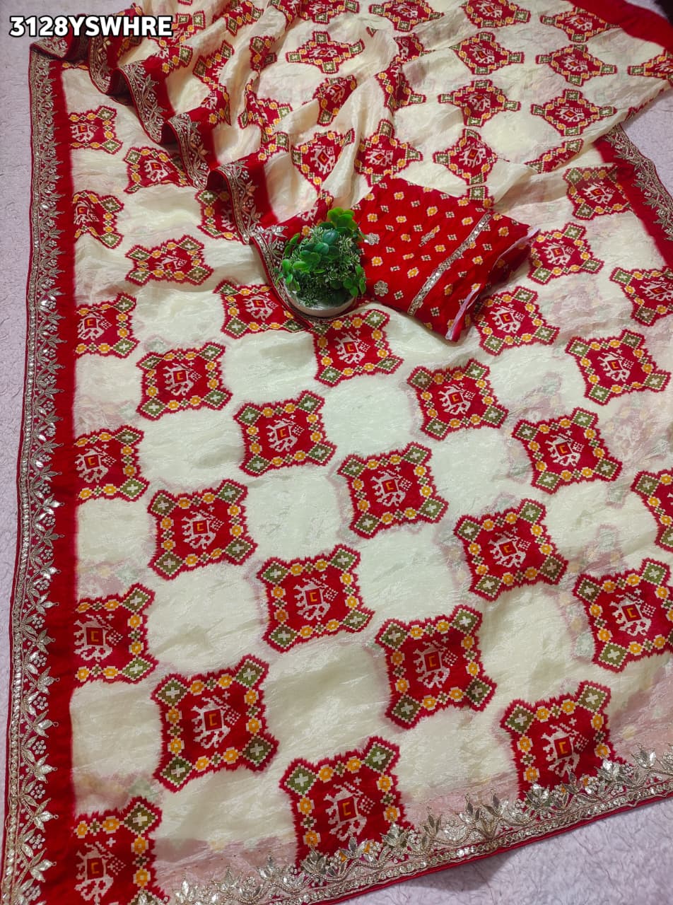 Buy New Royal Patola Style Saree with Zardosi and Gota Patti Work KcPc