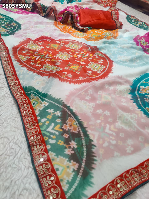 KcPc New Chiffon Bandhani Style Saree with Tari Work STL