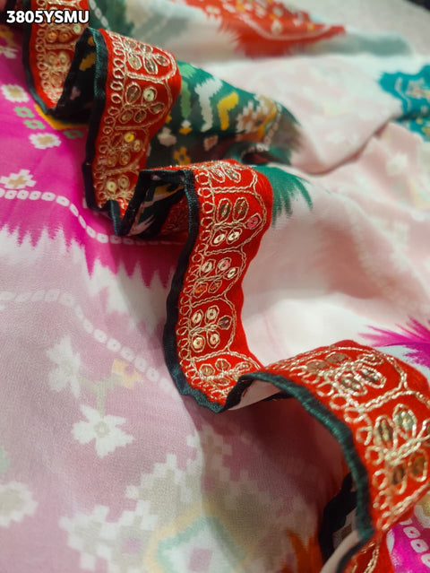 KcPc New Chiffon Bandhani Style Saree with Tari Work STL