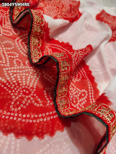 KcPc New Premium Chiffon Bandhani Saree Fine Tari Work Detailing STL