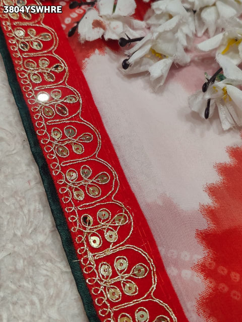 KcPc New Premium Chiffon Bandhani Saree Fine Tari Work Detailing STL