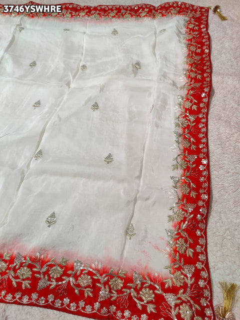 KcPc New HO Silk Faag Style Saree with Embroidery Tar Work NATH