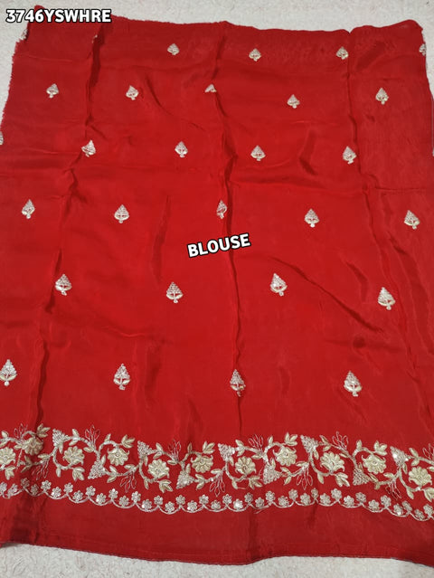 KcPc New HO Silk Faag Style Saree with Embroidery Tar Work NATH